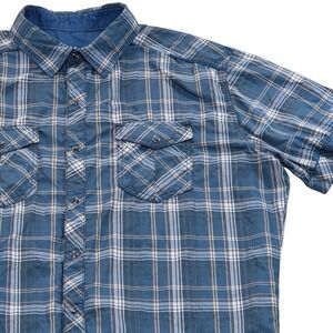 KUHL ELUXUR Plaid Short Sleeve Button Up Shirt Casual Travel‎ Mens M